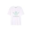 Adidas Originals Trefoil Light Green Large Logo Print Vintage American Short Sleeve T-Shirt Women Tops White FJ9452