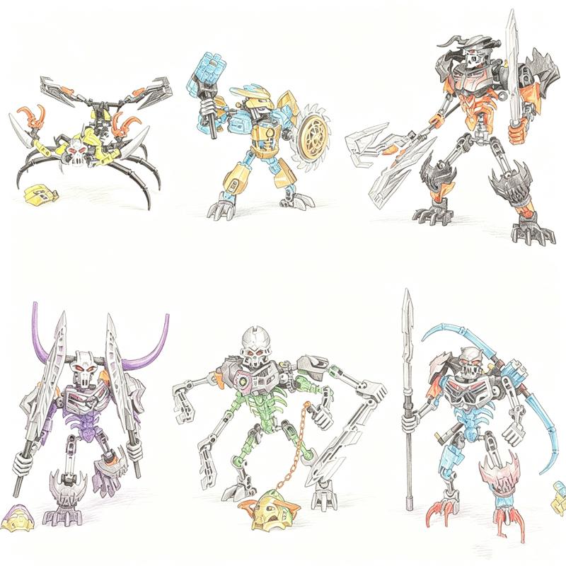 Bionicle Series Skull Warrior Mask Maker Building Blocks Anime Action Figures Soldier Warrior Bricks Toys For Boys Kids Gifts