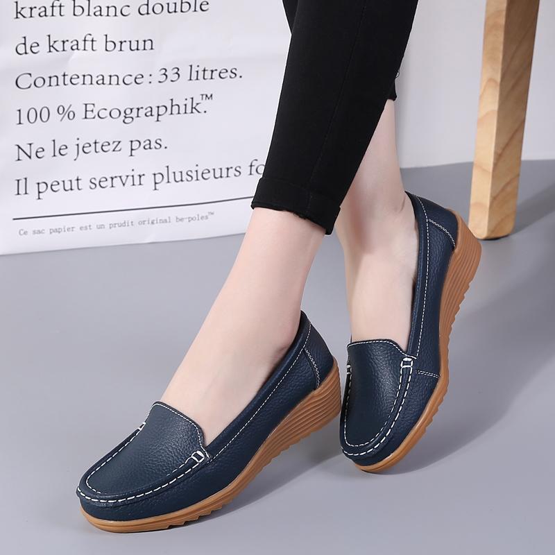 Scarpe basse da donna in pelle con plateau per primavera/autunno
