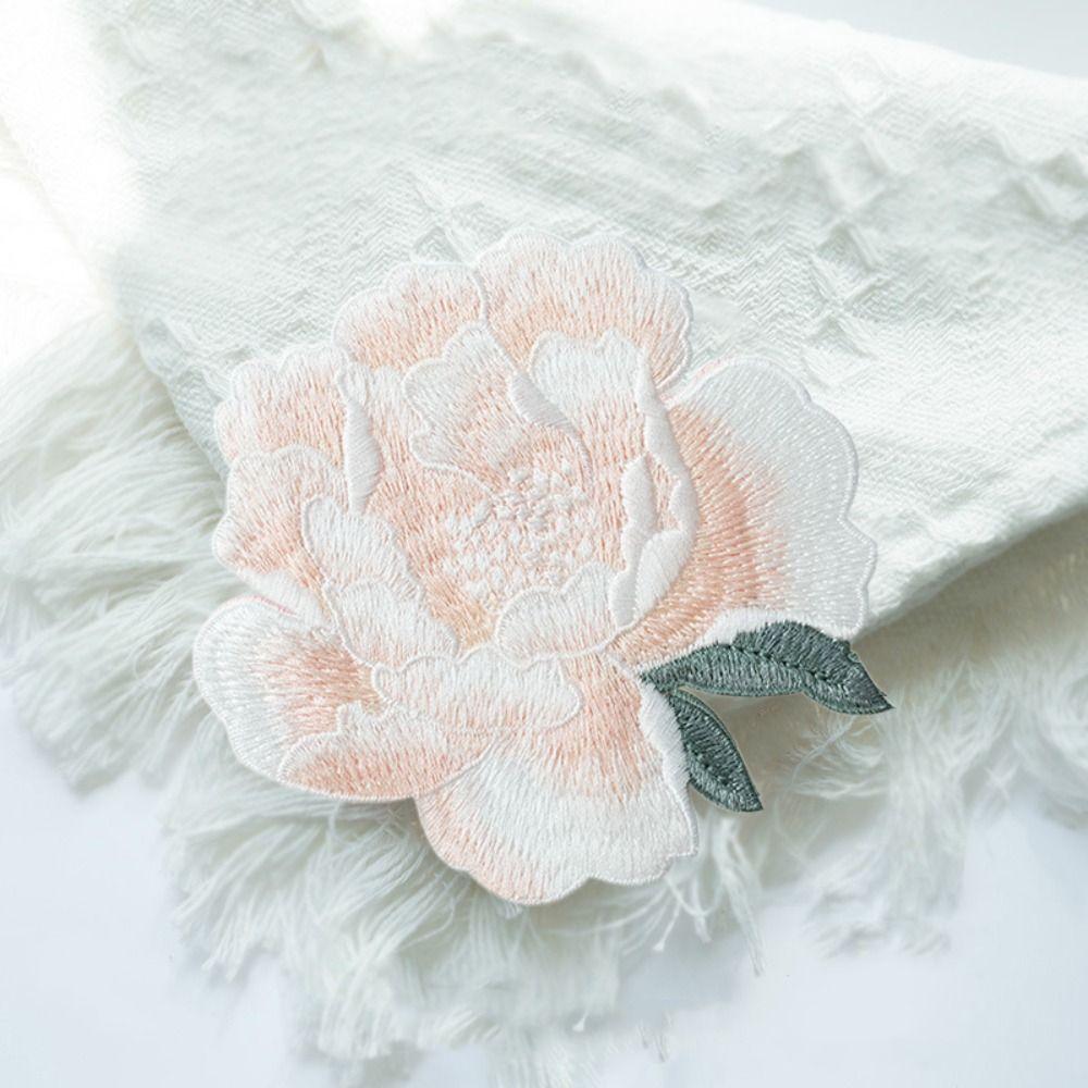 Elegant Clothing Applique Sew on Clothes Patches Peony Flower Embroidered Patches Sewing