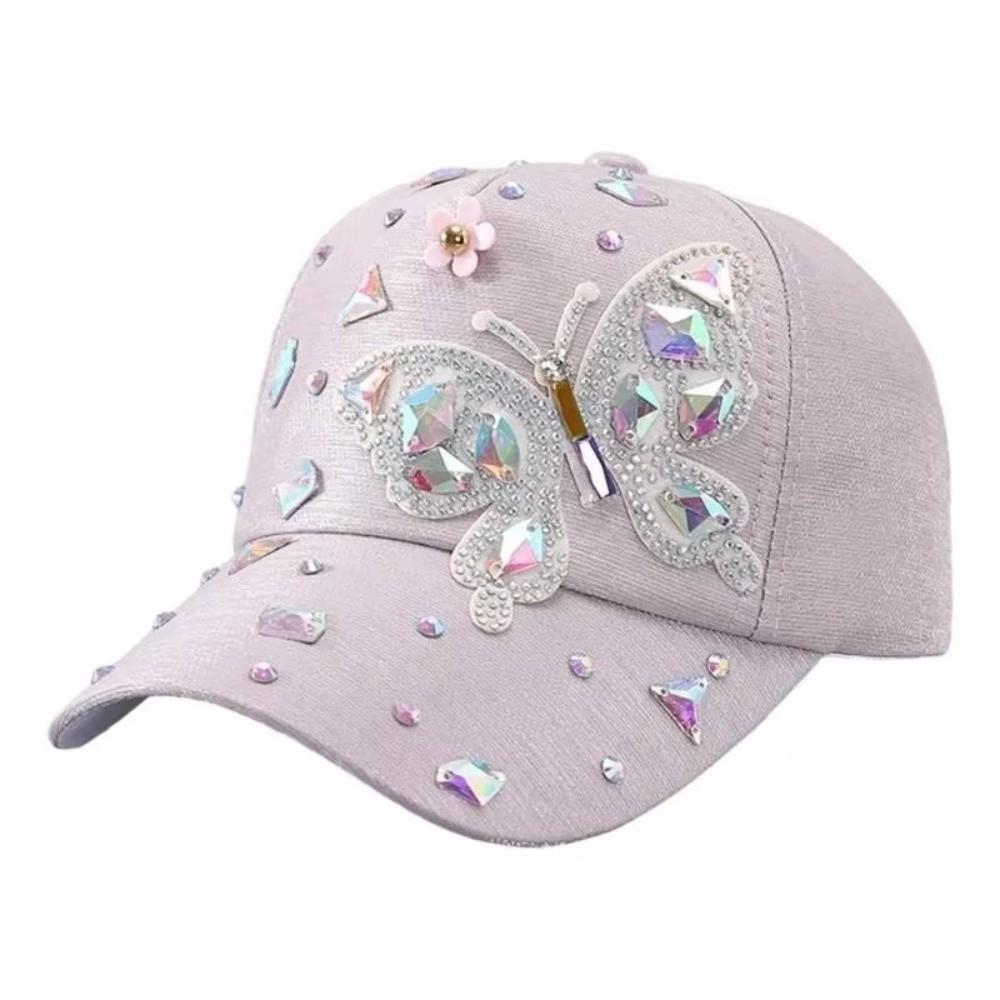 Butterfly Design Butterfly Baseball Cap Adjustable Glitter Baseball Hat Rhinestone Baseball Cap