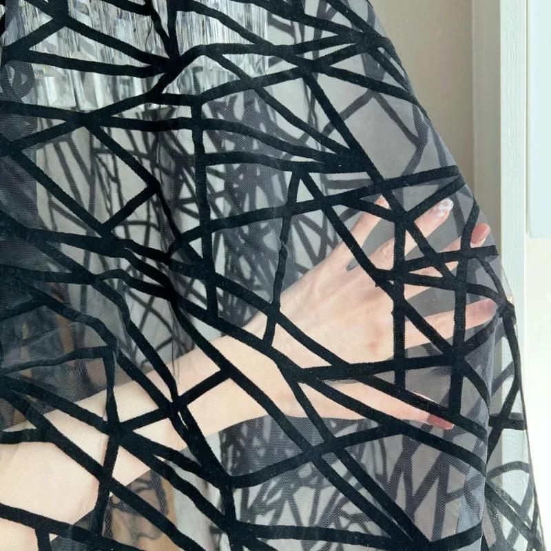 1yard African Flocking Mesh Fabric Jacquard Velvet Fabrics Tulle Lace Holloween Interlining Fabric for DIY Sewing Clothing