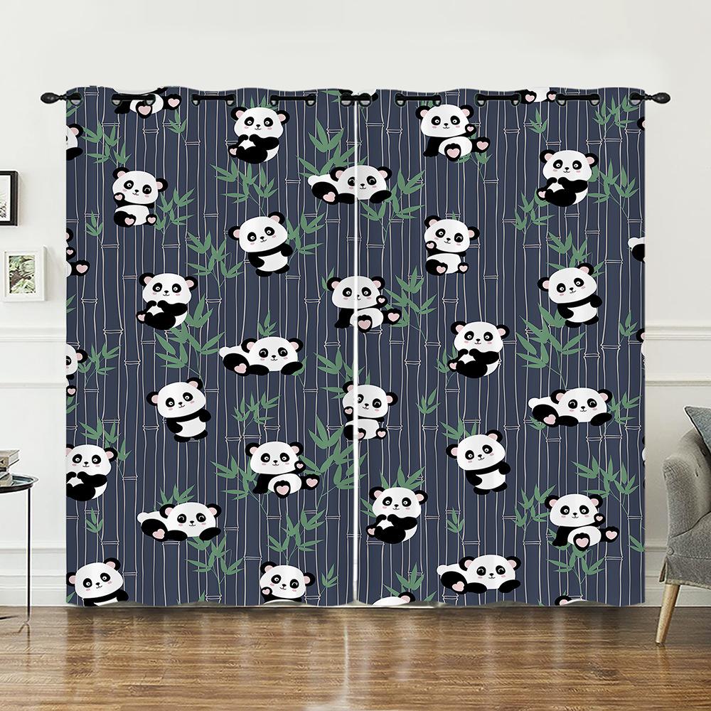 Curtain Cute Illustration Animal 3D Digital Printing Blackout Curtain Punching