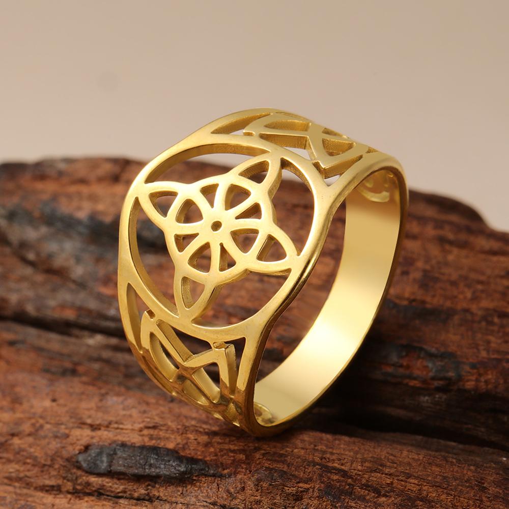 Dawapara Anello da Donna Nodo di Strega Nodo Celtico Anello Triquetra della Trinità Amuleto di Stregoneria Gioielli Wiccan in Acciaio Inossidabile