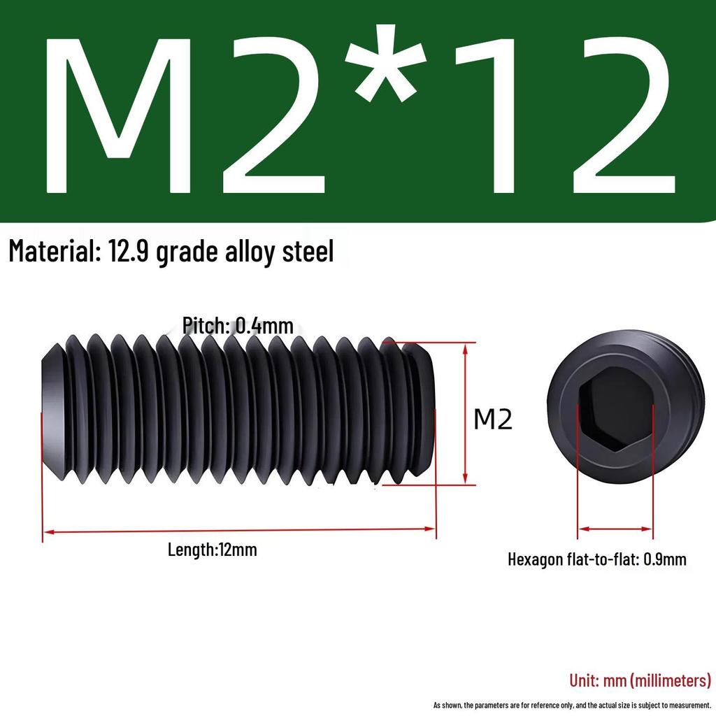 Grade 12.9 Hex Socket Headless Set Screw (M3-M16)