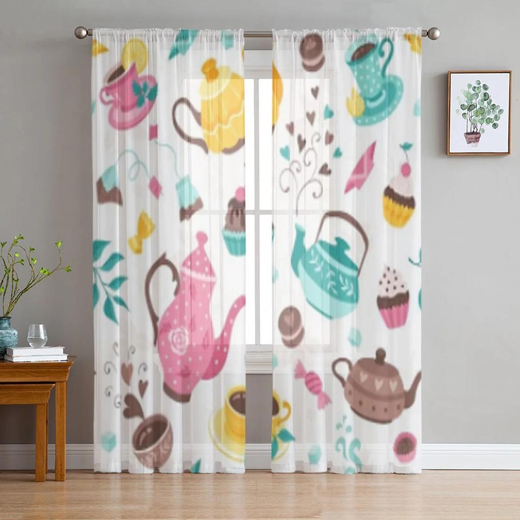 Dessert Cake Bread Modern Tulle Curtains for Living Room Bedroom Home Kitchen Window Sheer Curtains