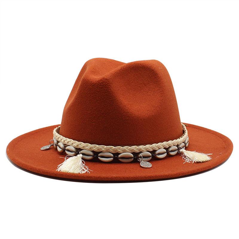 Woolen Top Hat, Minority Style Jazz Hat, Retro Flat-Brimmed Big Eaves Hat.