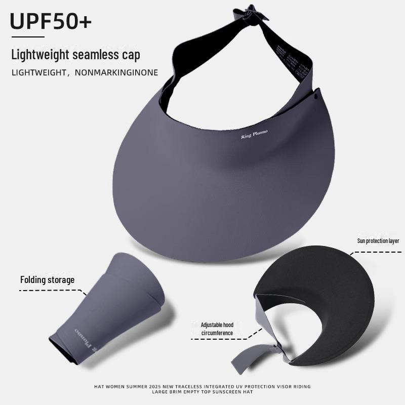 Women's Seamless Sun Protection Hat: Large Brim, Hollow Top for Cycling In Spring and Summer