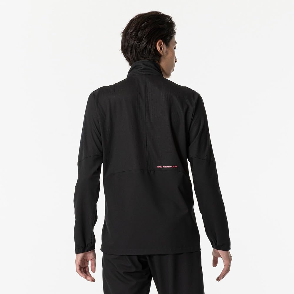 Mizuno Dry Aeroflow Hybrid Highly Training Model Black Men's Jacket, Breathable, Sweat-Wicking, Quick-Drying Jersey, 32MCB031,