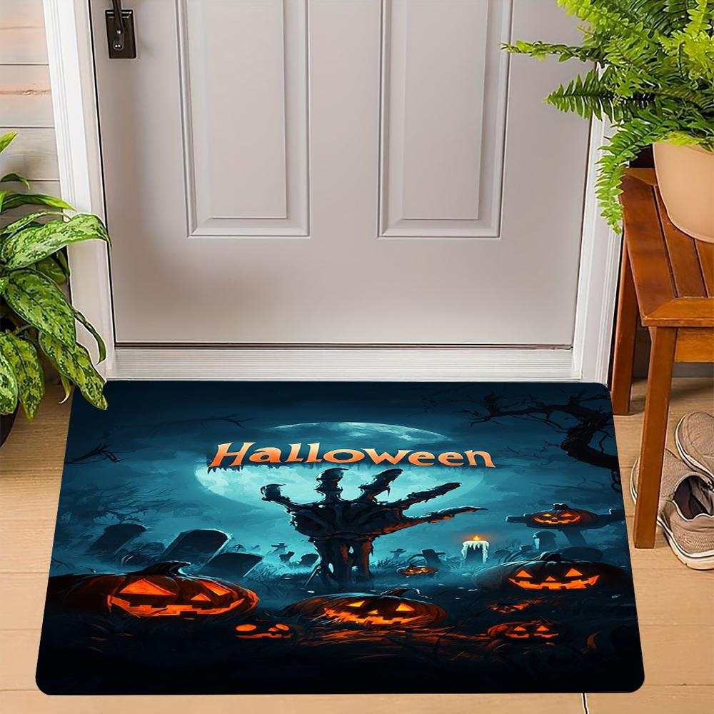 Halloween Carpet Mat Rug Horror Pumpkin Scarecrow Bat Castle Cemetery Home Decoration Indoor Door Mat Festive Party Supplies