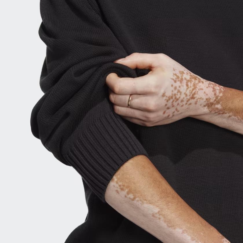 Adidas Originals Trefoil Solid Logo Embroidered Hooded Long Sleeve Knit Sweater Men Tops Black HR8678