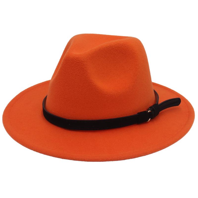 White & Black Panama Jazz Hat with Imitation Wool Wide Brim - Women's Autumn/Winter British Style