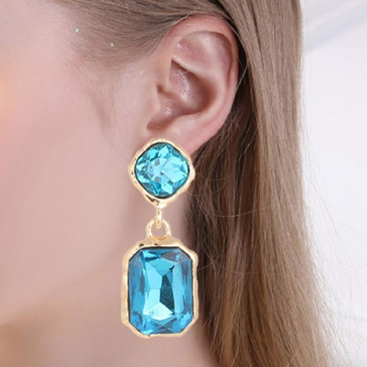 Contemporary Square Shape Earrings Crystals Accent Metal Everyday Elegant for Parties and Professional Settings
