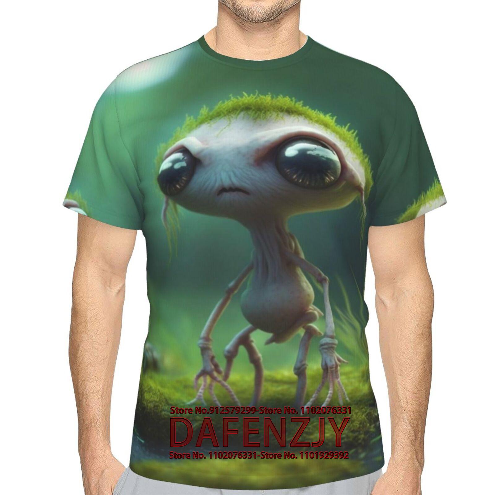 

Чоловіча готична 3D-футболка з принтом інопланетянина Вулична повсякденна вільна творча жахлива футболка великого розміру з короткими рукавами для фітнесу Щоденний вуличний одяг XXXL чорний