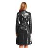 S-3XL Women‘s Long PU Leather Trench Coat: Glossy Lapel Blazer Style with Belt, Casual Open Front Jacket for Streetwear