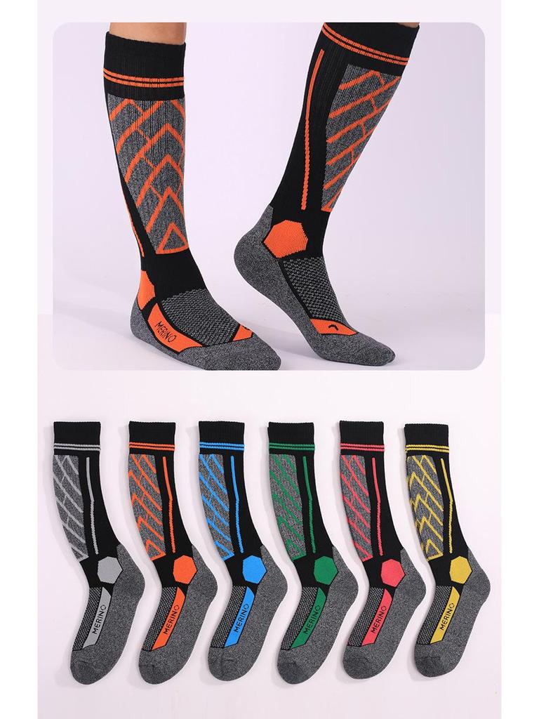 Merino Wool Knee-High Ski Socks: Thick, Warm, Non-Slip, Sweat-Absorbent for Men & Women.