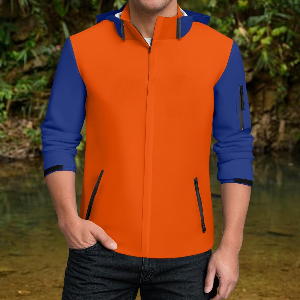 Pánská nepromokavá větrovka, lehký nepromokavý plášť s kapucí pro každodenní nošení