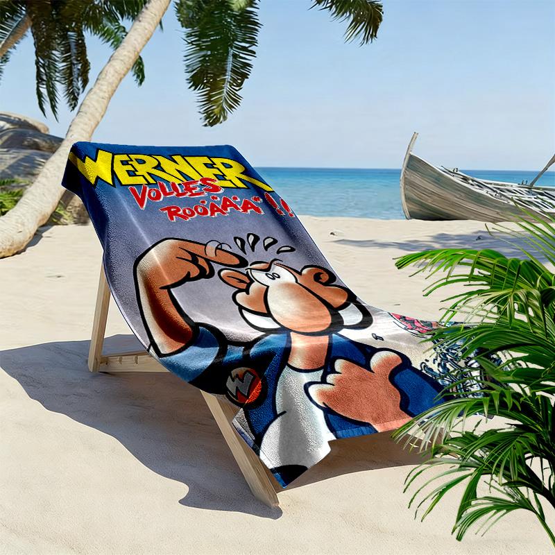 Werner Comic Print Beach Towel, Large Soft Quick Dry Towel for Beach Camping Swimming