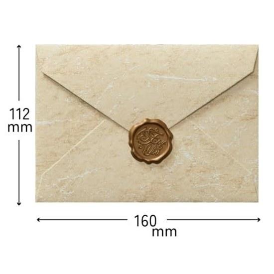 Letter set antique style beige envelope 3 sheets paper 10 seal marble gold foil embossed processing greeting card invitation birthday wedding