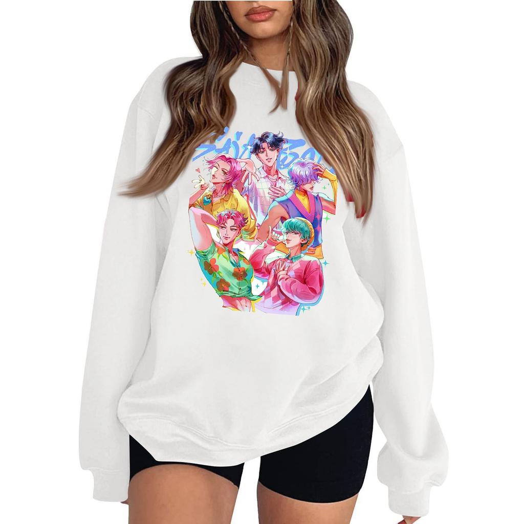 Damenmode Lässig Bedruckt Lässig Langarm Rundhals Sweatshirt Top