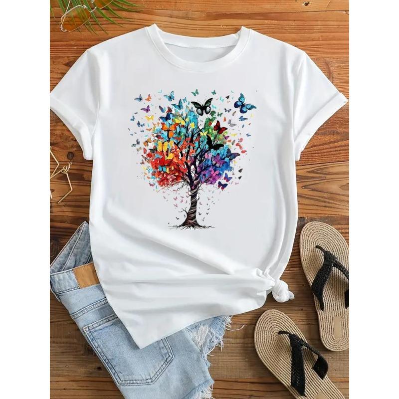 (European Size) 90s Clothing Casual Lovely Style Cute Trend Tshirt Women Short Sleeve Fashion Print Lady Tee Top Female Graphic T-shirts