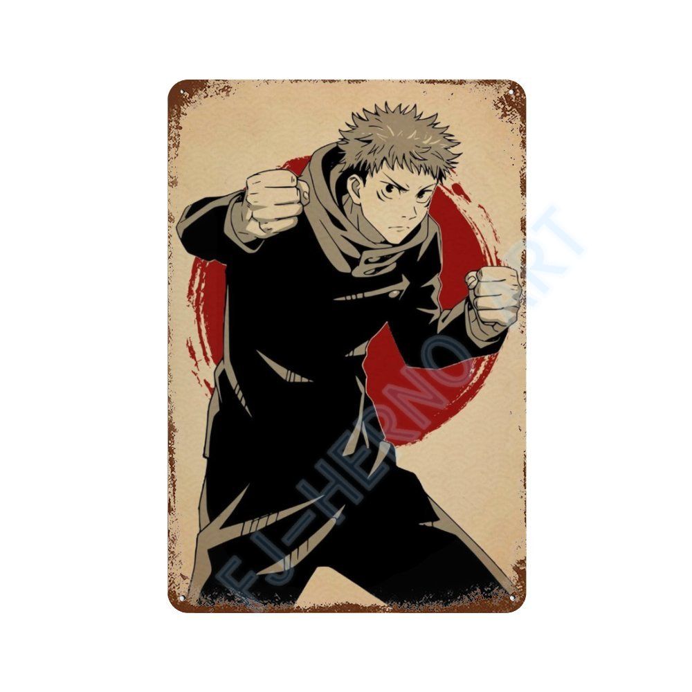 Japan Retro Anime Demon Slayer My Hero Academia Jujutsu Kaisen Metal Tin Sign Plaque Wall Art Home Kids Room Decorative Plates