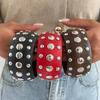 Exaggerated Creative Red Black Wooden Chunky Bangle Bracelet Vintage Punk Stackable Wide Bangle for Women Fashionable Jewelry