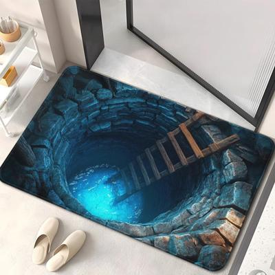 3D Optische Illusion Fußmatte Realistisches Loch Türvorleger für Wohnzimmer und Eingangsbereich Rutschfest Weich Tierfreundlicher Teppich Interaktiver Visueller Effekt Teppich