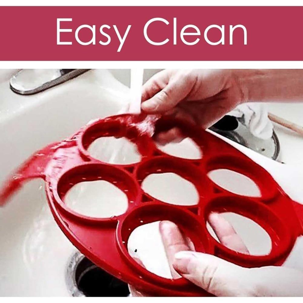 1Pcs Round Egg Griddle 7 Hole Food Grade Silicone Nonstick Pan Egg Pancake Mold Home Cooking Kitchen Baking Accessories