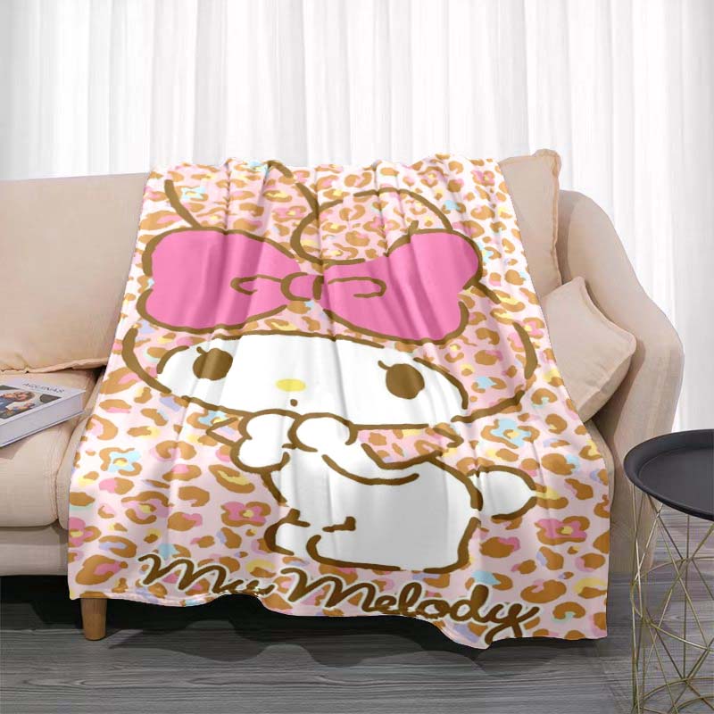 This 3D Adorable My Melody and Cinnamoroll Cartoon Flannel Blanket Is Comfortable and Soft, Suitable for Use In Bedrooms, Beds,