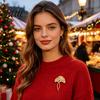 Sweater Brooch Ginkgo Leaf Pin for Women Rhinestones Inlaid Lapel
