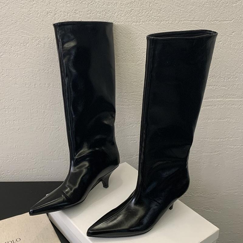 Fashion Winter New Fashion Knee-High Boots Women Pointed Toe Thin Low Heel Elegant Casual Ladies Pumps Shoes Long Botas Mujer