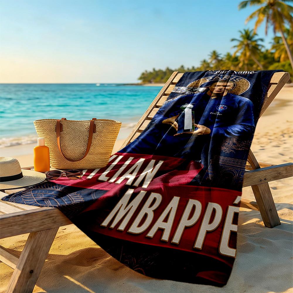 Mbappe Personalized Text Beach Towel Quickdry Soft Microfiber Ideal For Travel Outdoor Swim Pool Yoga Surf Camping Hiking Gym Gift Holiday