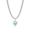 Heart-Shaped Enamel Cross Chain Necklace with Peach Heart Beads for Women - Fashionable Classic Style