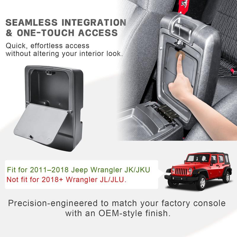 Armrest Hidden Box Tray for Jeep Wrangler JK/JKU 2011-2016 2017 2018 Center Console Organizer Secret Hidden Interior Accessories