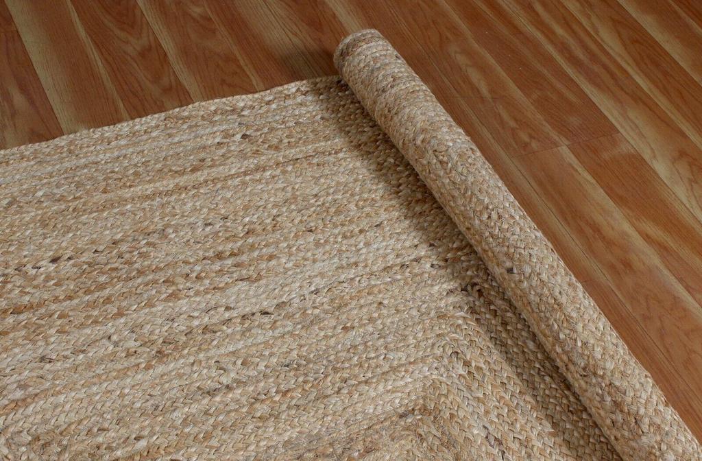 Jute Teppich 100% Naturjute Baumwollteppich Handgefertigt Wendbar Bereichsteppich moderner Teppich