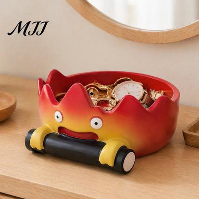 Birthday Gift for Anime Lovers Cartoon Calcifer Flame Resin Storage Tray, Creative Fire-Shaped Catchall Unique Jewelry Holder Desk Decor, Waterproof