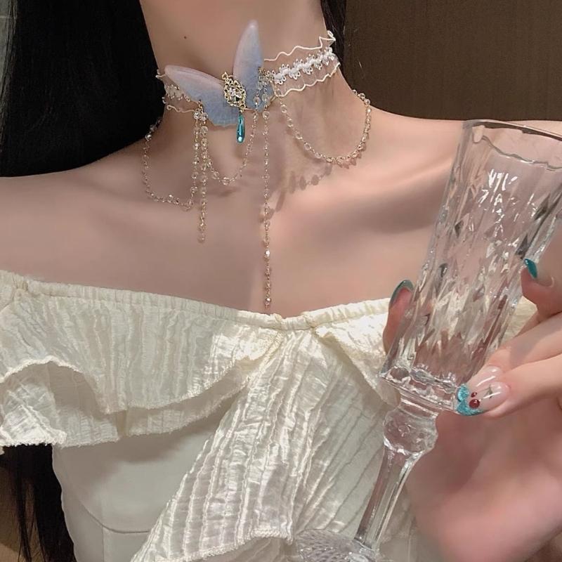 Adjustable Butterfly Lace Anklet With Flowing Tassels Two Way Leg Chain Jewelry For Casual Or Formal Occasions