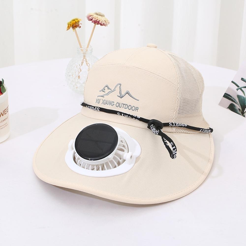 Mesh Wide Brim Fan Cap Breathable Solar Cooling Hat Practical Sun Hat with Solar Fan  Men/Women