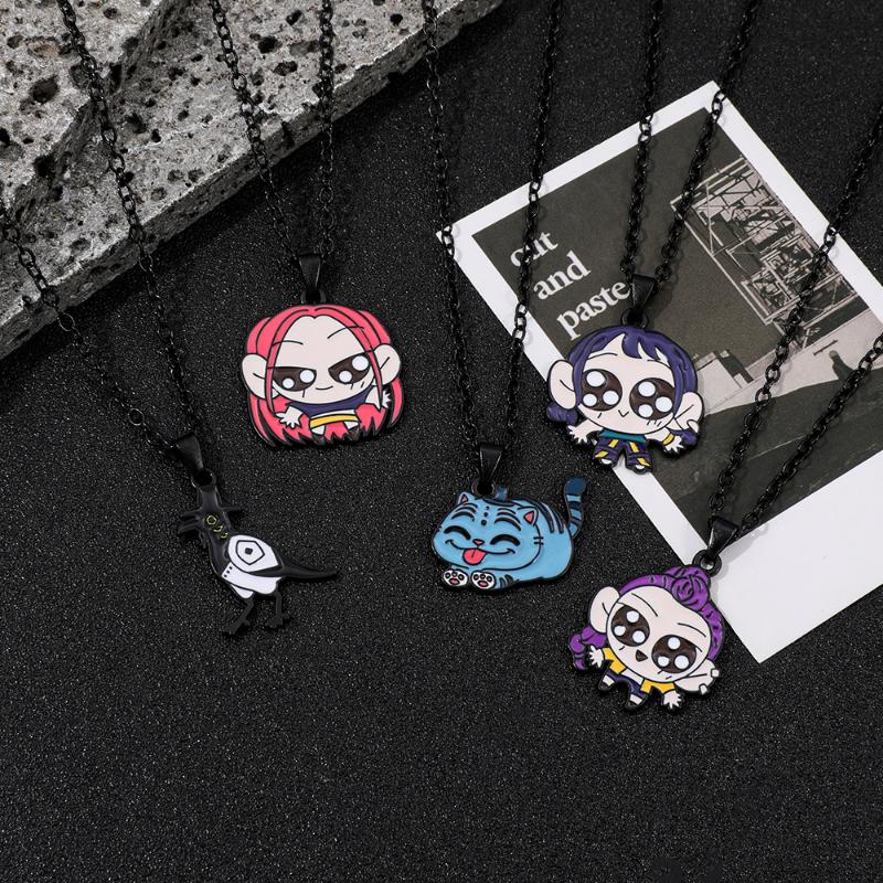 Anime K-Pop Demon Hunters Cartoon Character Pendant Necklace Charms Exquisite Accessories Jewelry Gift For Fans