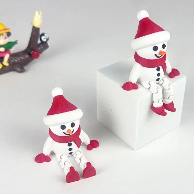 3D Printing Cute Christmas Snowman Statue, Simulation Snowman Flexible and Movable, Desktop Decoration Ornaments