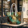 Stylish Green Gold Pattern Tote Bag Casual Daily Shoulder Handbag for Outdoor Shopping