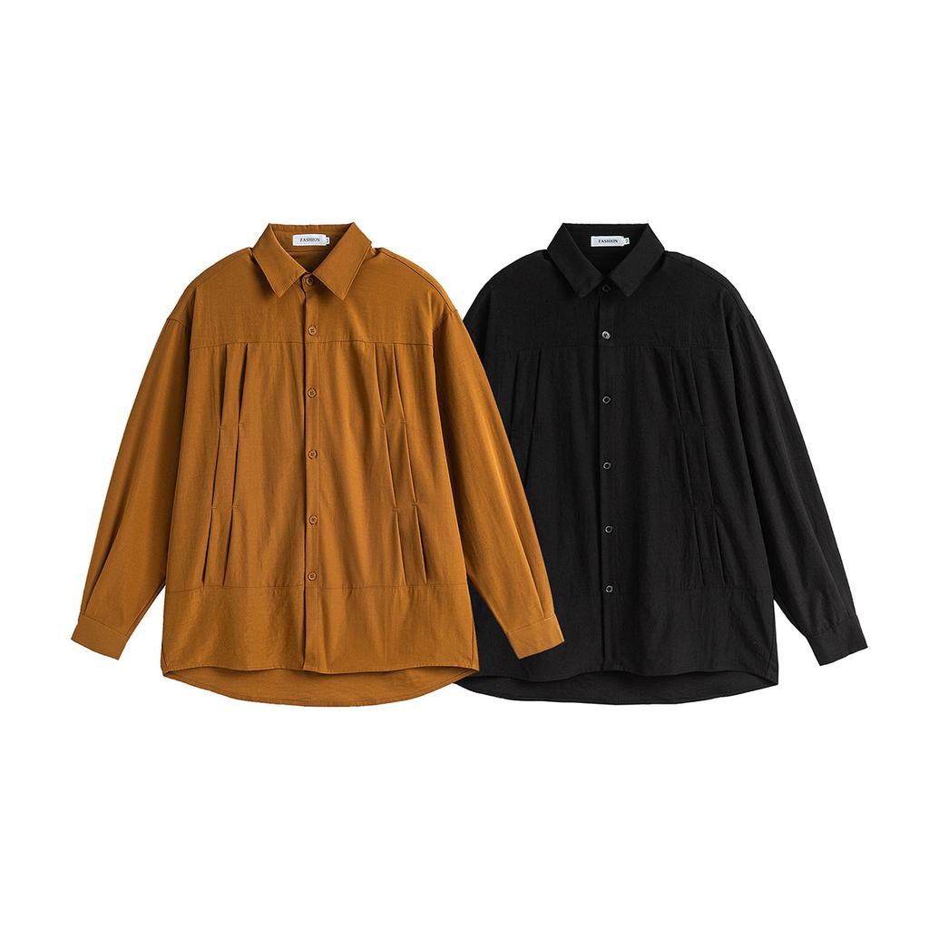Fashion Autumn and Winter New Loose Shoulder Casual Solid Color Versatile Men's and Women's Long-sleeved Shirts
