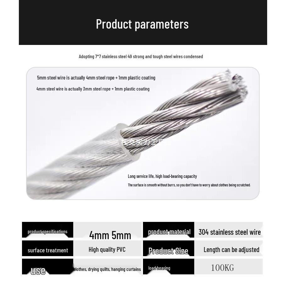 304 Stainless Steel Outdoor Clothesline for Balcony and Rooftop