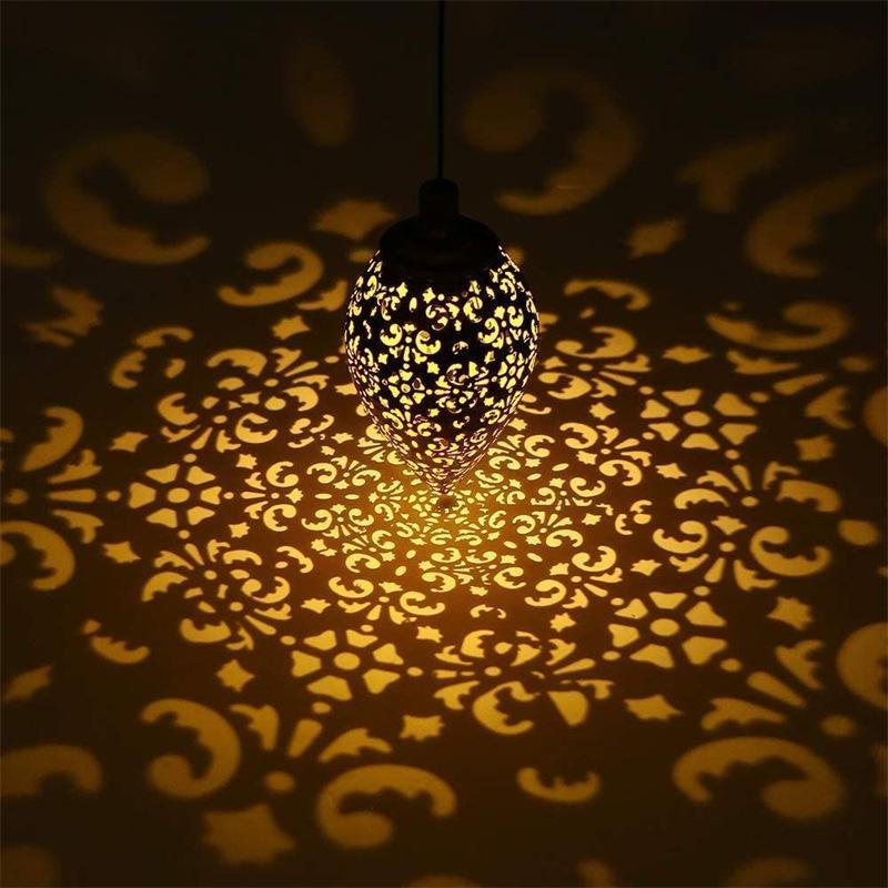 Outdoor Water Drop Shaped Solar Projection Light Waterproof Hollowed-out for Garden Patio Stair Fence Street Landscape Balcony