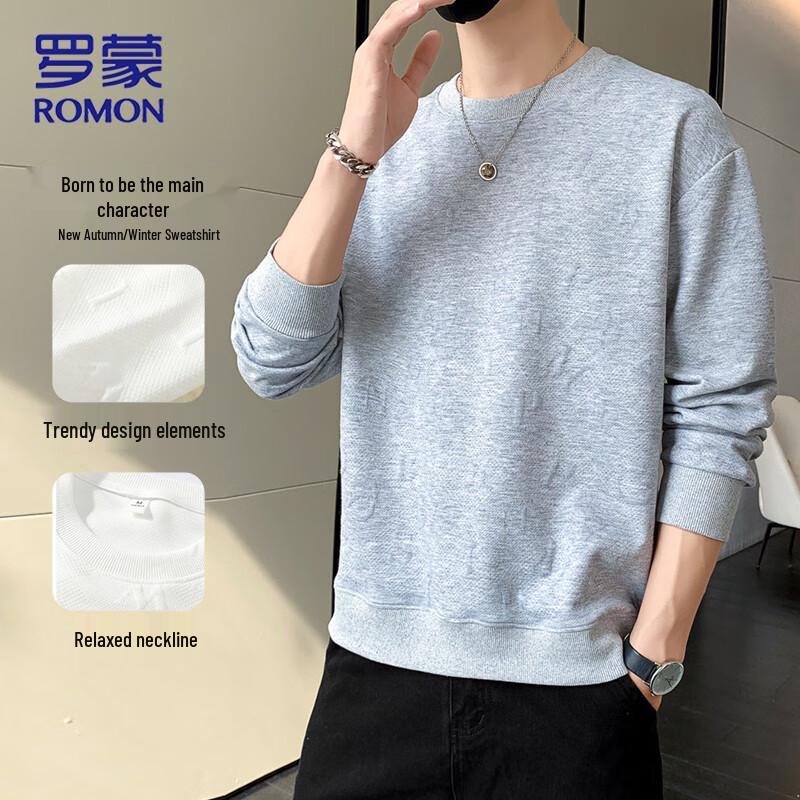 ROMON Men's Warm Loose Crew Neck Sweatshirt