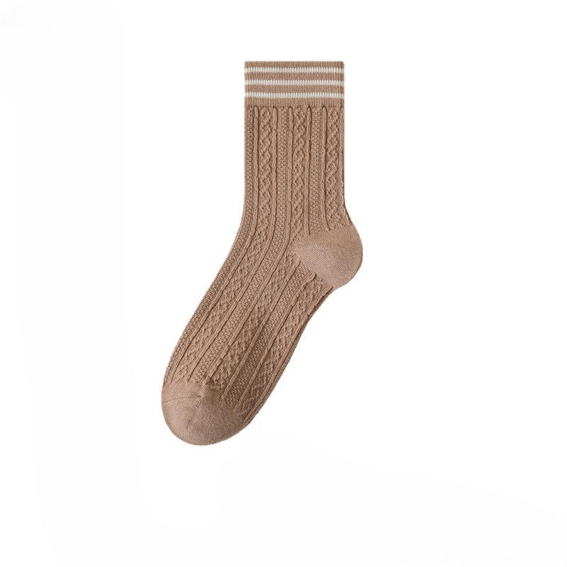 Female Autumn and Winter New Twist Stripes All Kinds of Warm Sweat Absorbing Breathable Boneless Tube Socks