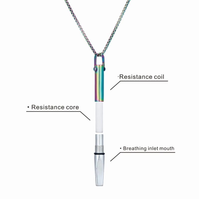 Breath Resistance Whistle Necklace for Yoga Meditation And Stress Relief With Built In Cotton Core Designs Daily Use