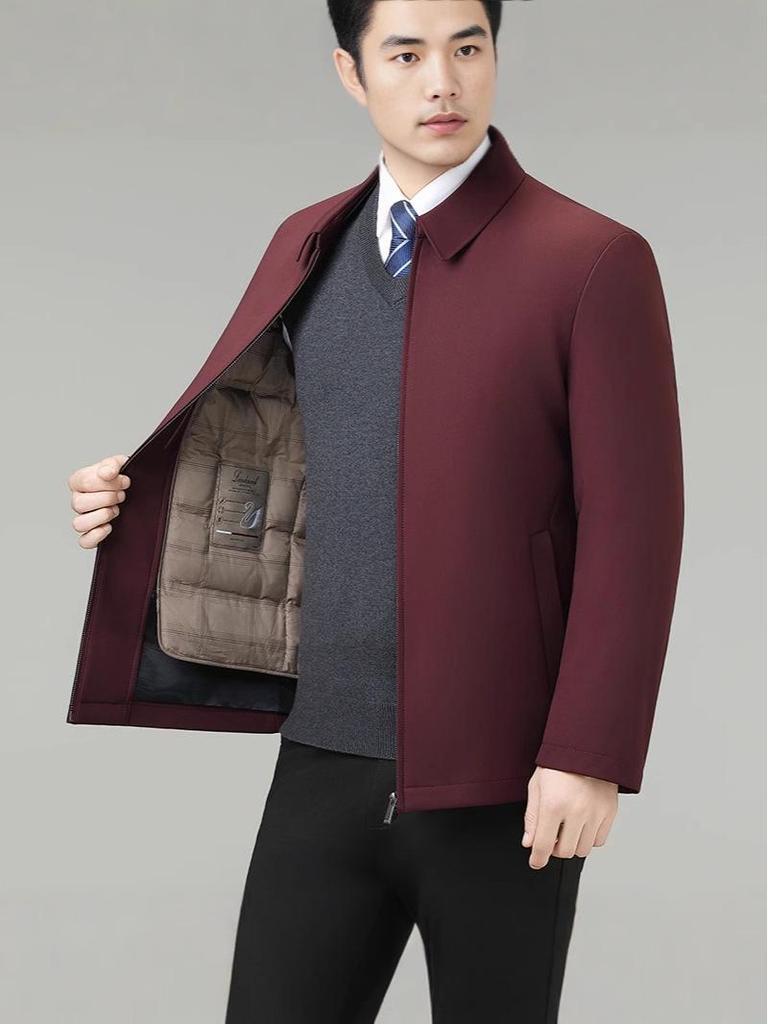 2025 Winter Men's Middle-Aged Down Jacket with Detachable White Duck Down Liner - Cold-Resistant Outerwear for Dad