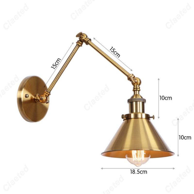 LED Minimalist Retro Gold E27 Wall Lamp Bedroom Bedside Lamp Home Dining Hall Corridor Staircase Decoration Lighting Fixture